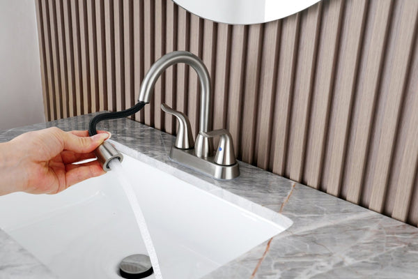 English Elm Bathroom Sink Faucet Dual Handle Widespread Design with Pop up Drain and Supply Lines B2724P501238