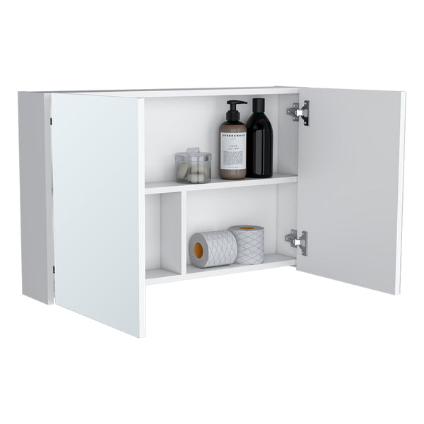 English Elm Medicine Cabinet Mansfield White - Mirrored Doors, Engineered Wood, Spacious Shelves, Compact Durable Design B092P238734