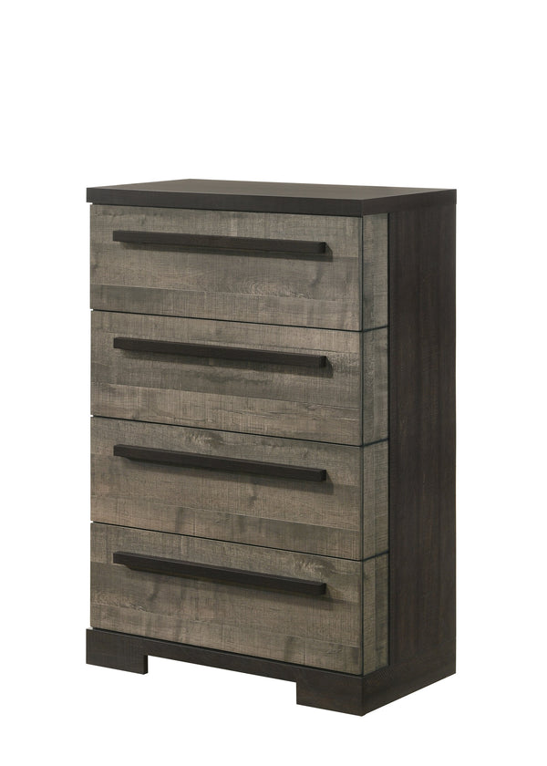 English Elm 1pc Modern 2-Drawer Nightstand Gray Wood Finish for Bedroom Storage, Compact Stylish Accent Piece Brown 35 L x 21 W x 51 H B011P210426