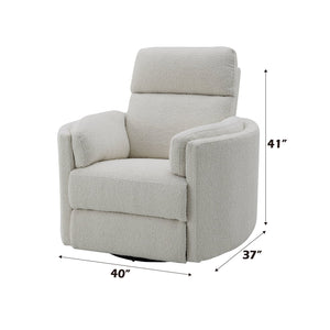 English Elm Sagen Beige Boucle Glider Recliner with Swivel and Pocket Coil Comfort, Compact 9" Wall Clearance B2726P241795