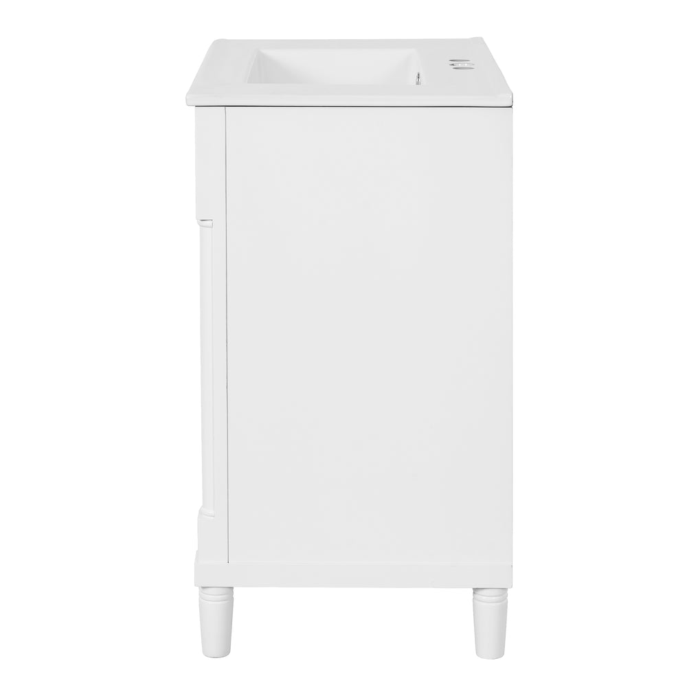 English Elm 30" Bathroom Vanity with Sink — Freestanding Modern Cabinet with Soft-Close Door, 2 Deep Drawers, Durable Basin White N710P288938K