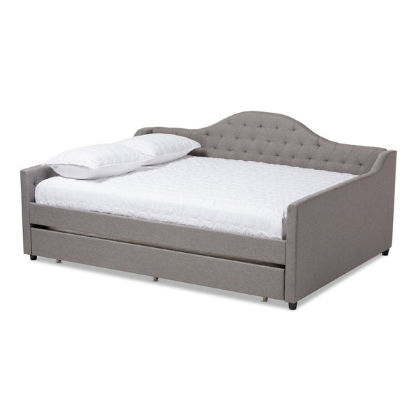Baxton Studio Baxton Studio Eliza Chic Grey Upholstered Daybed with Trundle – Modern Design for Stylish Spaces CF8940-Grey-Daybed-Q/T
