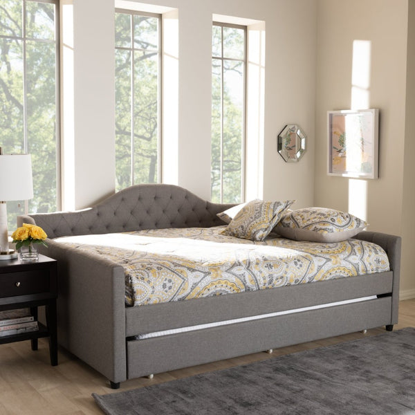 Baxton Studio Baxton Studio Eliza Chic Grey Upholstered Daybed with Trundle – Modern Design for Stylish Spaces CF8940-Grey-Daybed-Q/T