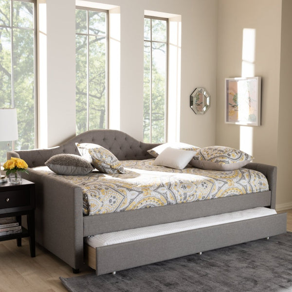 Baxton Studio Baxton Studio Eliza Chic Grey Upholstered Daybed with Trundle – Modern Design for Stylish Spaces CF8940-Grey-Daybed-Q/T