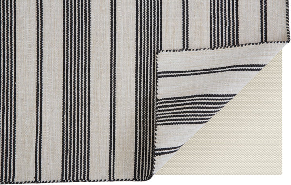 Feizy Rugs Duprine Eco-friendly Hand-woven Indoor Rug - Stylish Nautical Design With Classic Pin Stripes Black,White,Ivory Pet,Polyester 7220560fblk000p00