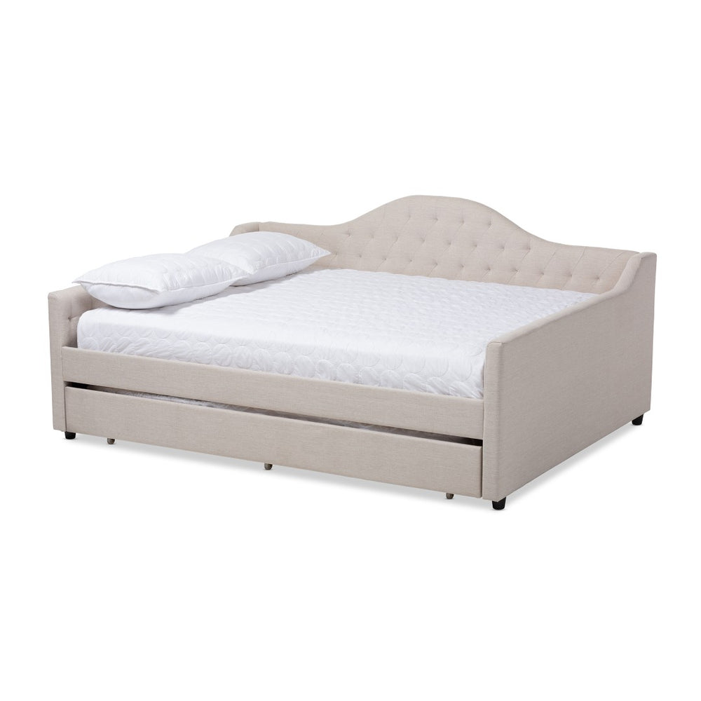 Baxton Studio Baxton Studio Eliza Modern Light Beige Upholstered Queen Daybed with Trundle for Stylish Spaces CF8940-Light Beige-Daybed-Q/T