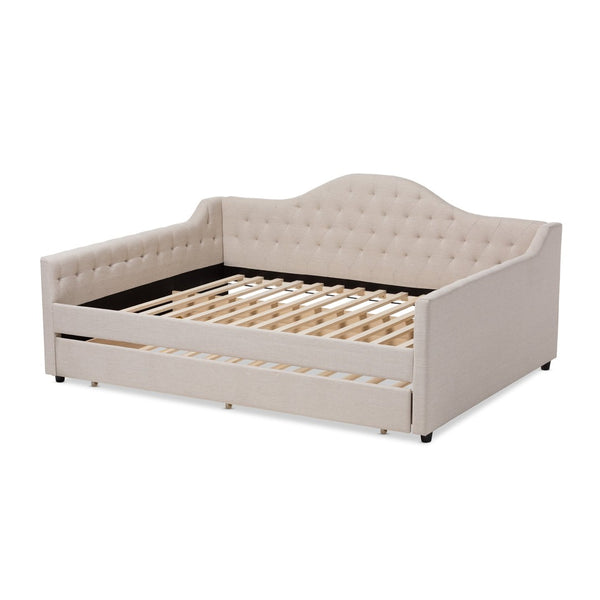 Baxton Studio Baxton Studio Eliza Modern Light Beige Upholstered Queen Daybed with Trundle for Stylish Spaces CF8940-Light Beige-Daybed-Q/T