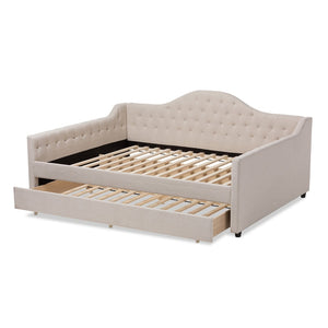 Baxton Studio Baxton Studio Eliza Modern Light Beige Upholstered Queen Daybed with Trundle for Stylish Spaces CF8940-Light Beige-Daybed-Q/T