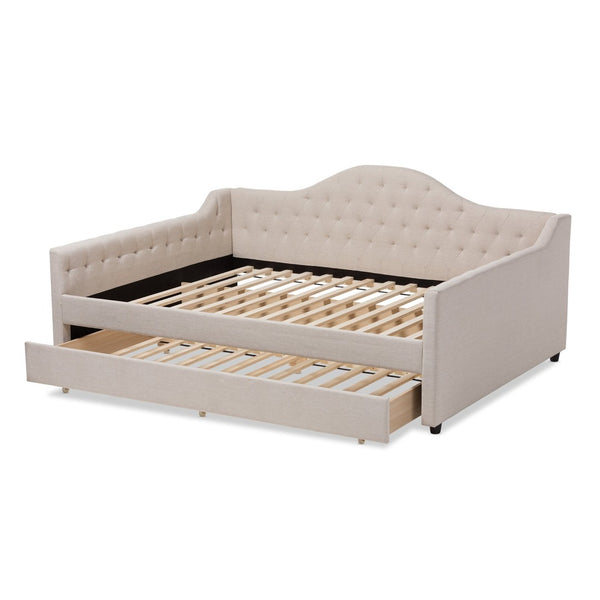 Baxton Studio Baxton Studio Eliza Modern Light Beige Upholstered Queen Daybed with Trundle for Stylish Spaces CF8940-Light Beige-Daybed-Q/T