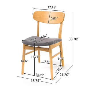 English Elm [video] Set of 2 Minimalist Dining Chairs with Cushioned Seats and Oak Rubberwood Legs N759P371095E