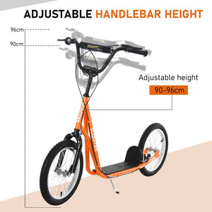 English Elm Aosom Youth Kick Scooter Steel Frame Inflatable Wheels Dual Brakes Adjustable Bar Orange W2225P217073
