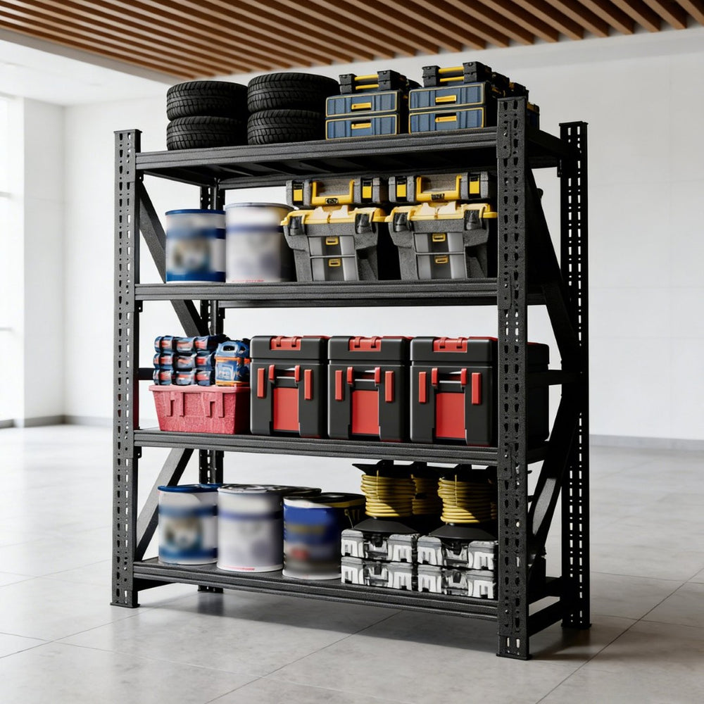 English Elm Heavy Gauge Steel Garage Shelving Unit 4000lb Industrial Storage Rack Four Shelves W2735P457278