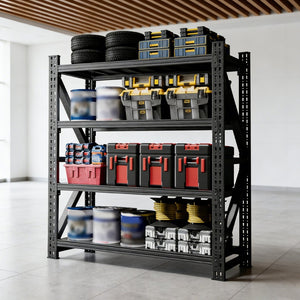 English Elm Heavy Gauge Steel Garage Shelving Unit 4000lb Industrial Storage Rack Four Shelves W2735P457278