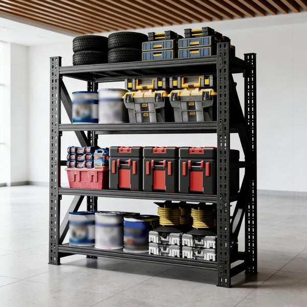 English Elm Heavy Gauge Steel Garage Shelving Unit 4000lb Industrial Storage Rack Four Shelves W2735P457278