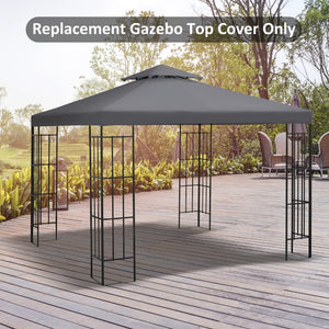 English Elm Outsunny 9.8' X 9.8' Dark Gray Gazebo Replacement Canopy - Uv-Resistant, Two-Tier Design For Comfort W2225P200640-GIGA