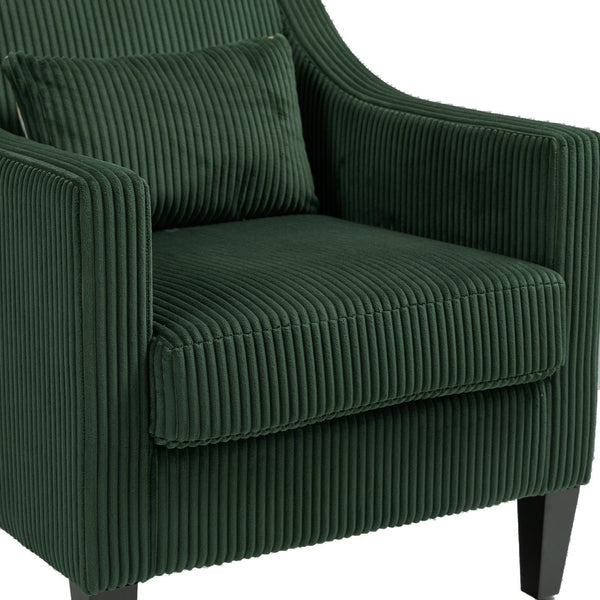 English Elm COOLMORE Modern Accent Chair with Plush Corduroy Upholstery, Solid Wood Frame and Two Pillows Emerald W395P195360