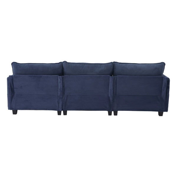 English Elm United We Win Modular Corduroy Sectional with Ottoman Low Profile Living Room Couch Navy W1568S00261