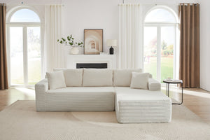 English Elm L-Shaped Modular Sectional Sofa – Effortless Comfort, No Assembly, Plush Corduroy For Living Spaces W2339P294925