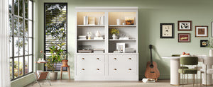 English Elm 83.4"Tall Modern Bookshelf Suite With Led Lighting, Drawers & Open Shelves For Stylish Storage Solutions N751S059420K
