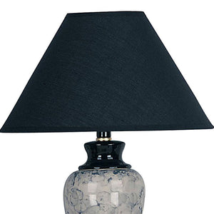 English Elm 13" Elegant Urn-Shaped Ceramic Table Lamp With Black Marble Finish & Burgundy Linen Shade For Cozy Ambiance B072116108