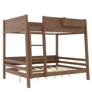 English Elm Full Pine Bunk Bed with Integrated Bookshelves Guardrails and Detachable Frame Wood W5316S00013