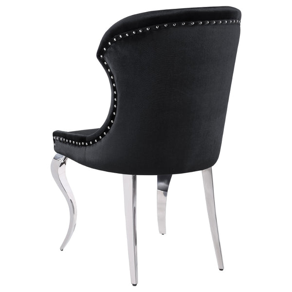 English Elm Daphne Velvet Wingback Dining Chairs with Nailhead Trim and Cabriole Legs Set of 2 Black B062S01462