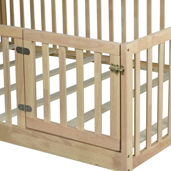 English Elm Twin Montessori Floor Bed Solid Rubber Wood with Safety Fence Rails Toddler Room W504P411200