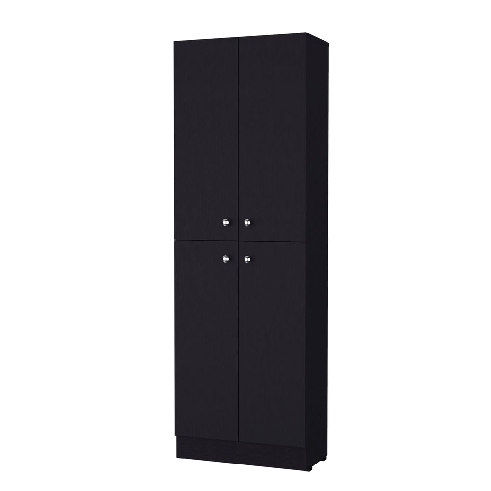 English Elm Cameron Pantry Cabinet for Modern Kitchens with 4 Doors, 5 Hidden Shelves, Elegant Space-Saving Design Black 42.92 L x 28.75 W x 5.12 H B128P189935