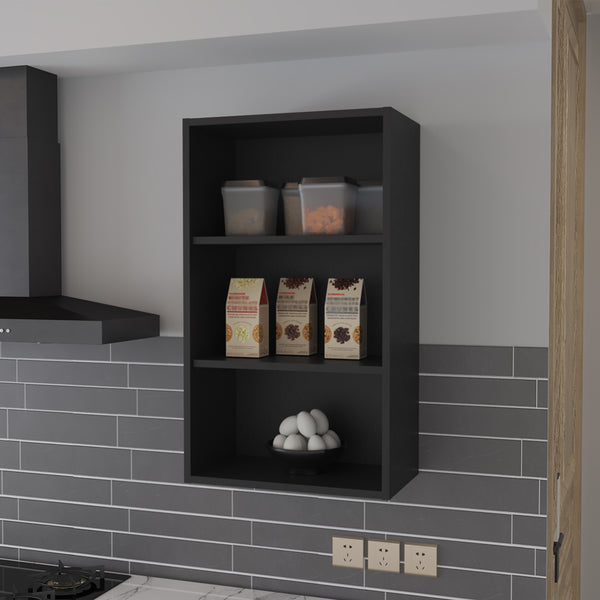English Elm Wall Cabinet Aspen Black – Slim Engineered Wood Kitchen Storage with 3 Spacious Adjustable Shelves, Durable Finish B092P245919