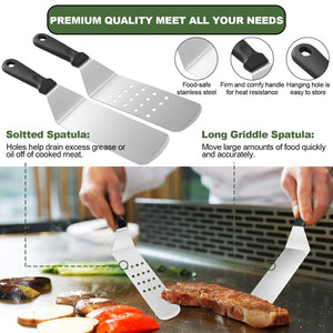 English Elm Griddle Accessories Set 18 Piece Stainless Steel Kit for Flat Top Outdoor Cooking W2181P480522