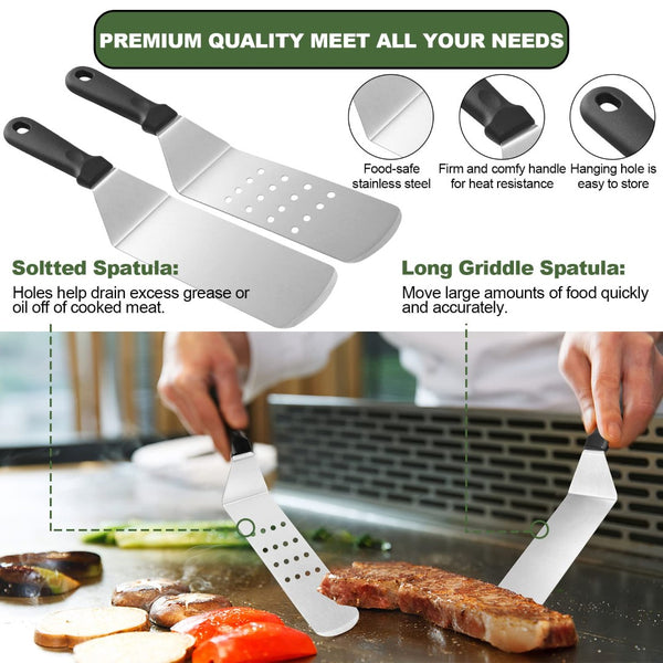 English Elm Griddle Accessories Set 18 Piece Stainless Steel Kit for Flat Top Outdoor Cooking W2181P480522