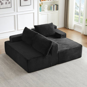 English Elm L-shaped Corduroy Modular Sectional Deep Seat Cloud Sofa for Living Room or Apartment W2339P424637
