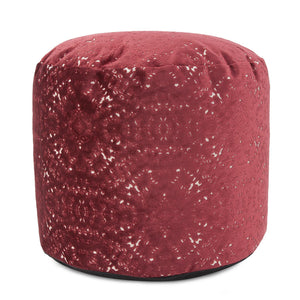 Howard Elliott Round Tall Pouf – Bold Lynx Print Polyester For Modern Style And Unique Home Décor Appeal Red 58% Rayon,42% Polyester 872-1249-howard-elliott