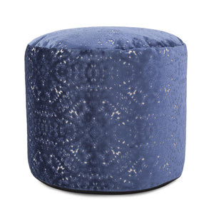 Howard Elliott Round Tall Pouf – Bold Lynx Print Polyester For Modern Style And Unique Home Décor Appeal Blue 58% Rayon,42% Polyester 872-1250-howard-elliott