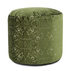 Howard Elliott Round Tall Pouf – Bold Lynx Print Polyester For Modern Style And Unique Home Décor Appeal Green 58% Rayon,42% Polyester 872-1251-howard-elliott