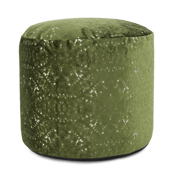 Howard Elliott Round Tall Pouf – Bold Lynx Print Polyester For Modern Style And Unique Home Décor Appeal Green 58% Rayon,42% Polyester 872-1251-howard-elliott