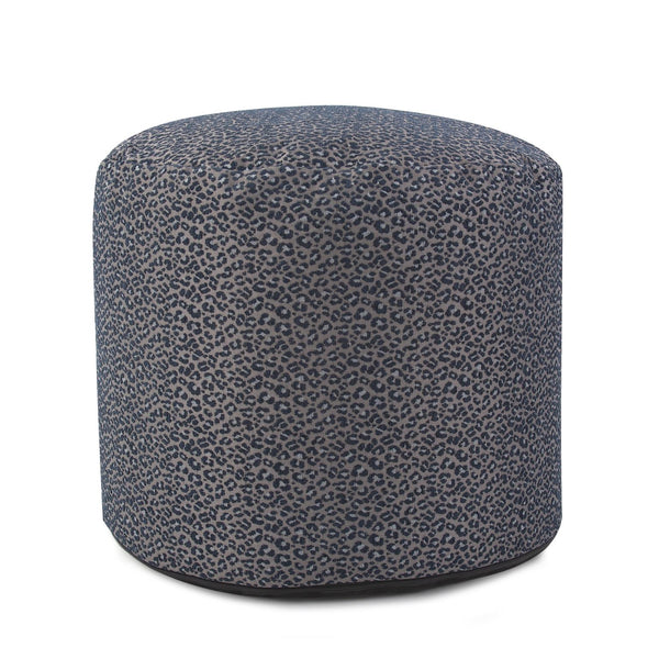 Howard Elliott Round Tall Pouf – Bold Lynx Print Polyester For Modern Style And Unique Home Décor Appeal Blue 100% Polyester 872-1283-howard-elliott