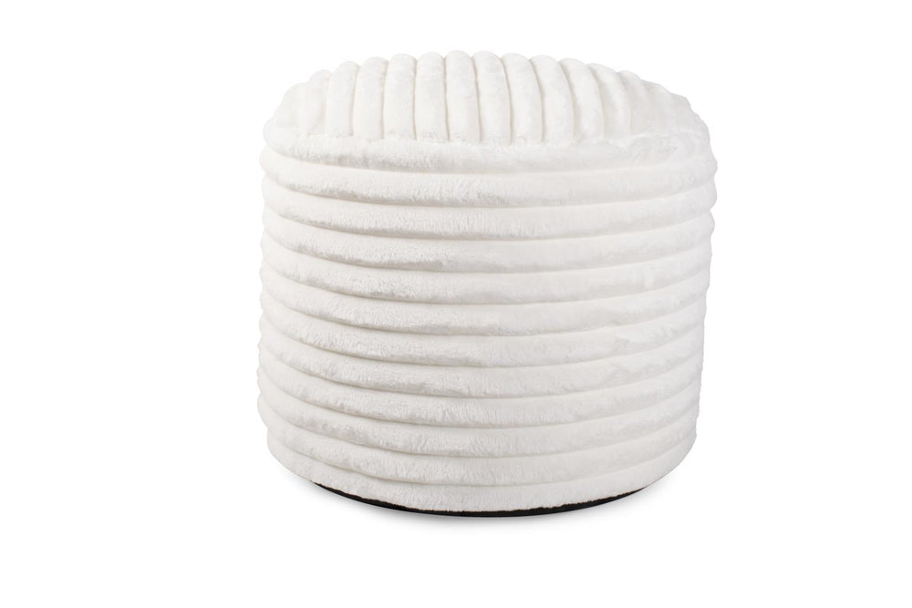 Howard Elliott Pouf Luxurious Faux Fur Accent Piece With Ribbed Design – Comfort And Style For Any Space White 100% Polyester 872-1342-howard-elliott