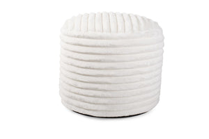 Howard Elliott Pouf Luxurious Faux Fur Accent Piece With Ribbed Design – Comfort And Style For Any Space White 100% Polyester 872-1342-howard-elliott