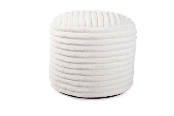 Howard Elliott Pouf Luxurious Faux Fur Accent Piece With Ribbed Design – Comfort And Style For Any Space White 100% Polyester 872-1342-howard-elliott