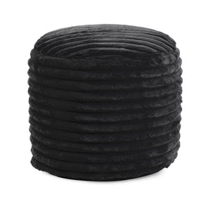 Howard Elliott Pouf Luxurious Faux Fur Accent Piece With Ribbed Design – Comfort And Style For Any Space Black 100% Polyester 872-1343-howard-elliott