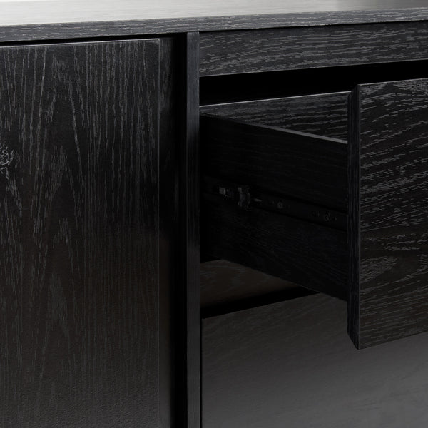 English Elm Walker Edison - 63" Scandi Sideboard with Beveled Drawers — Modern MDF Console with Cable Management & Adjustable Shelves Black 69.75 L x 20.88 W x 7.13 H B185P169078