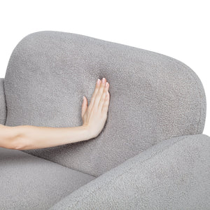 English Elm Stylish Teddy Fleece Single Sofa Chair with Arms and Pillow, Cozy Accent Armchair for Living Room Gray 30 L x 24.75 W x 24 H W1716P196466