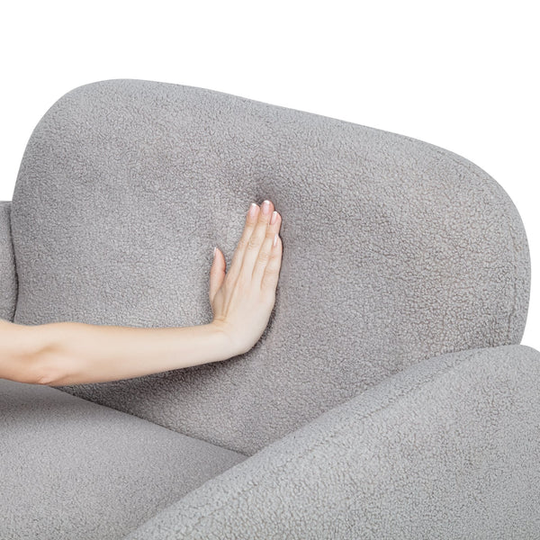 English Elm Stylish Teddy Fleece Single Sofa Chair with Arms and Pillow, Cozy Accent Armchair for Living Room Gray 30 L x 24.75 W x 24 H W1716P196466