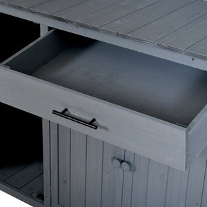 English Elm (with Hutch) Topamx Solid Fir Potting Bench Patio Workstation Spice Rack Drawer Gray N717P404330E