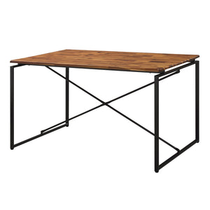 English Elm Oak Dining Table With Black Metal Sled Base - Stylish, Durable, And Perfect For Modern Spaces! B062P209311