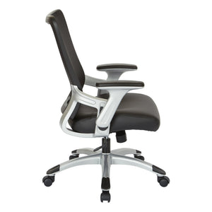 OSP Home Furnishings Screen Back Ergonomic Mesh Office Chair with Lumbar Support and Faux Leather Padded Seat EMH69216-U6