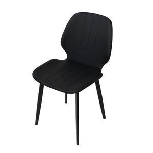 English Elm Modern Faux Leather Dining Chair Set Padded Seat Matte Black Legs Kitchen Seating W1535P460315