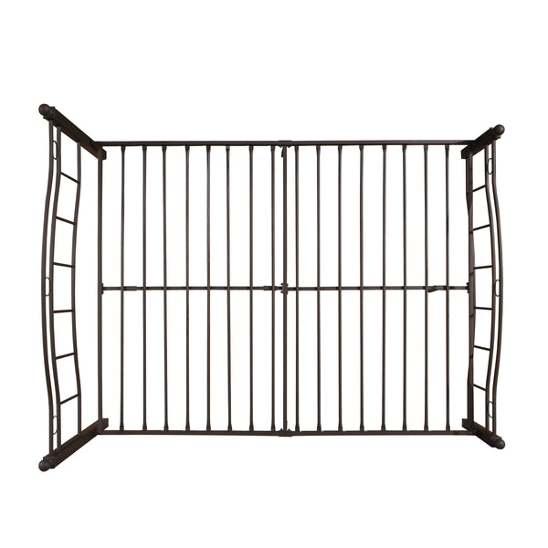 English Elm Christopher Knight Home® - KING Metal Bed Frame King Size Platform Bed with Geometric Headboard, Sturdy Iron, Underbed Storage Opportunity Copper 79.25 L x 28.75 W x 3.5 H 63298.00HMCOP-K-UK