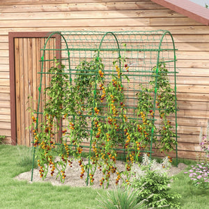 English Elm Outsunny A-frame Garden Arch Trellis Coated Steel Net Supports Climbing Vegetables W2225P174480